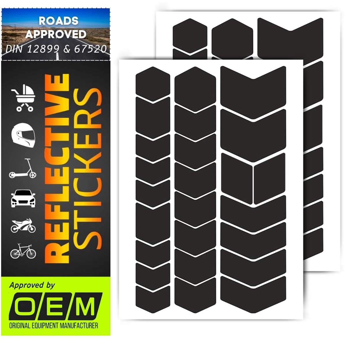 DIN 67520 & ECE 104 Reflector Sticker Made with Ora Fol 5600, Self-Adhesive, Waterproof, UV-Resistant, Suitable for - ShopVlot
