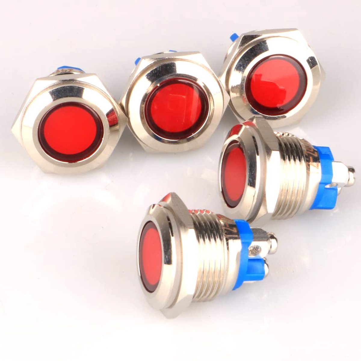 GUUZI 5pcs 12V-24V 16mm LED Metal Indicator Light Waterproof Signal Lamp with Wire (Red) - ShopVlot