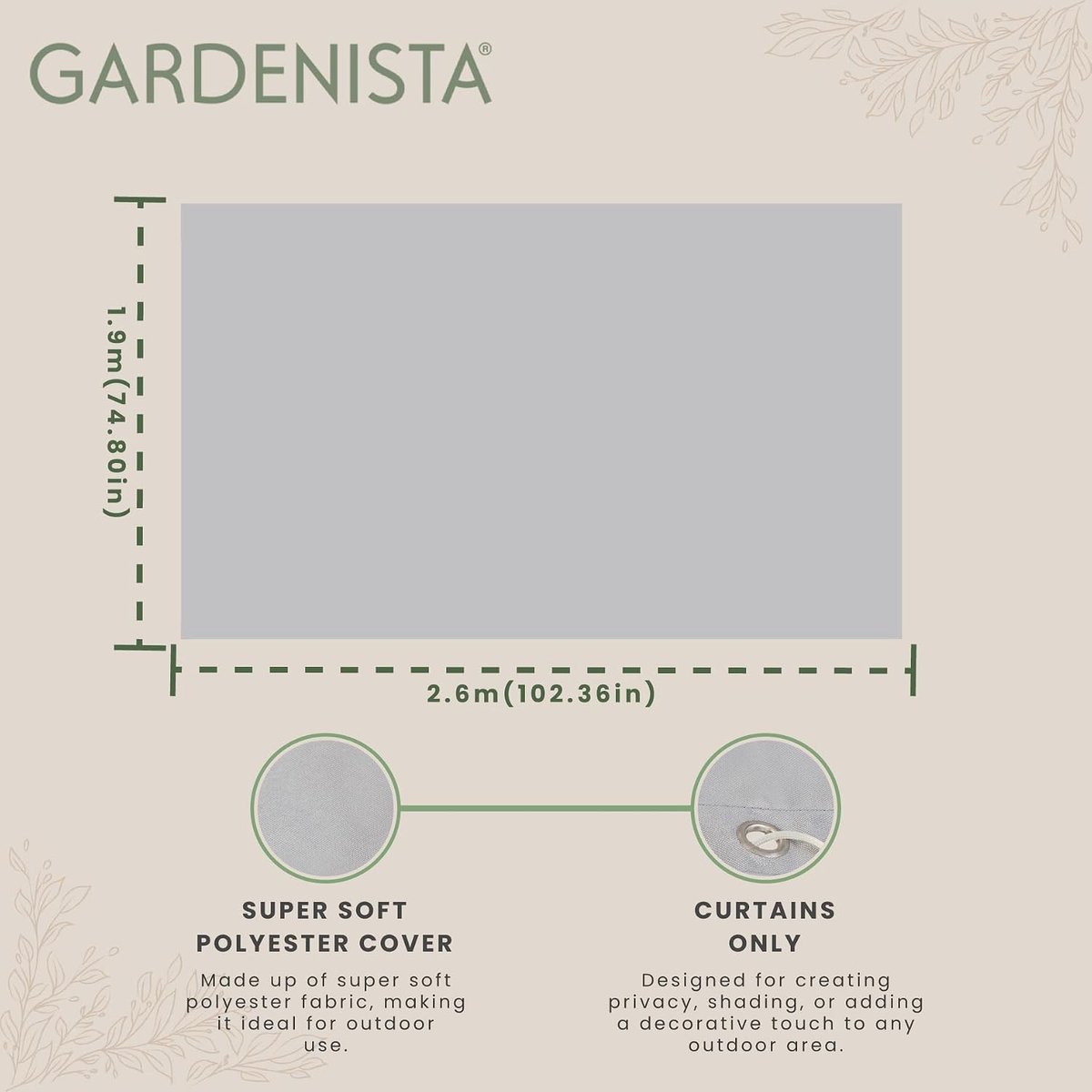 Gardenista Replacement Gazebo Curtain - Water Resistant - Outdoor Summer Furniture - Great for Sunshade - ShopVlot
