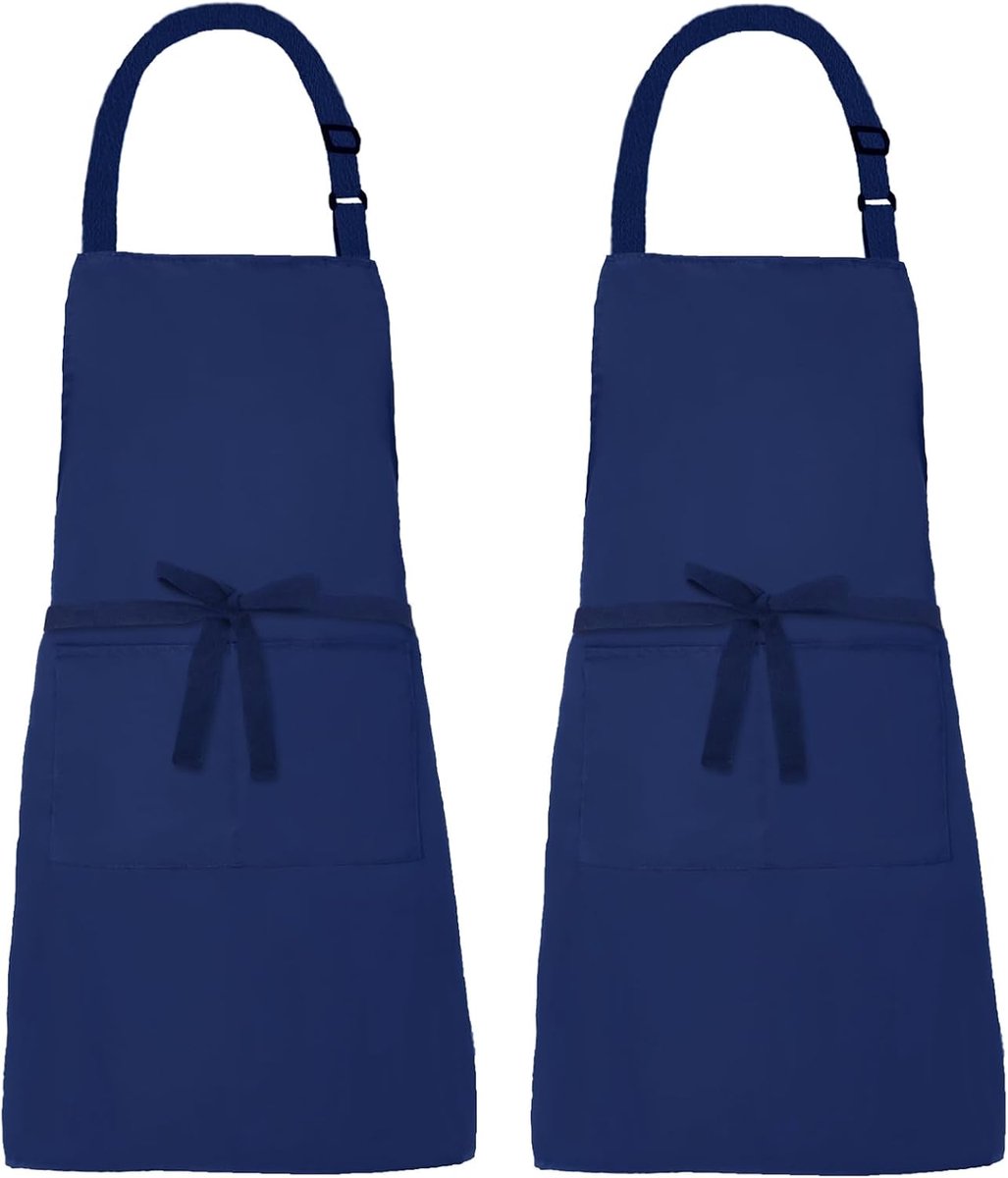 2 Pcs Adjustable Aprons with 2 Pockets Cooking Apron Cooking Baking Garden for Women Men - ShopVlot
