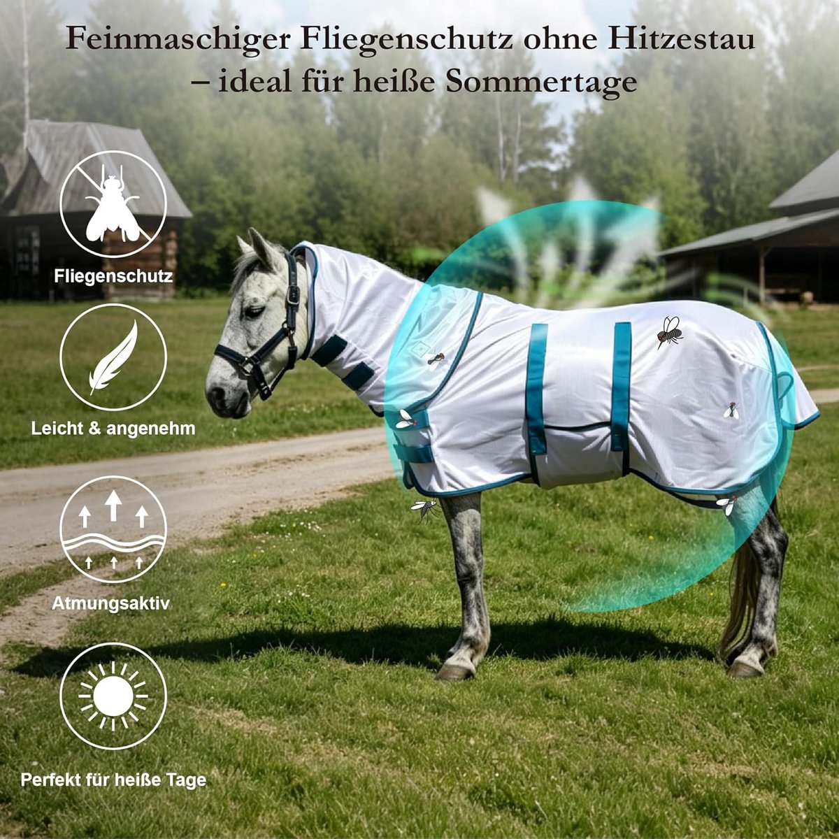 Pony Fly Blanket with Removable Neck Section, Breathable and Lightweight, Comfortable Summer Blanket for Mini Shetty - ShopVlot