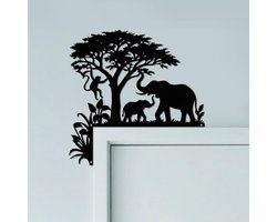 CUTHOLLOW Elephant Door Topper Sign Wall Art Decor, 25 x 25cm Metal Unique Hanging Above Door Frame Corner Accent for - ShopVlot