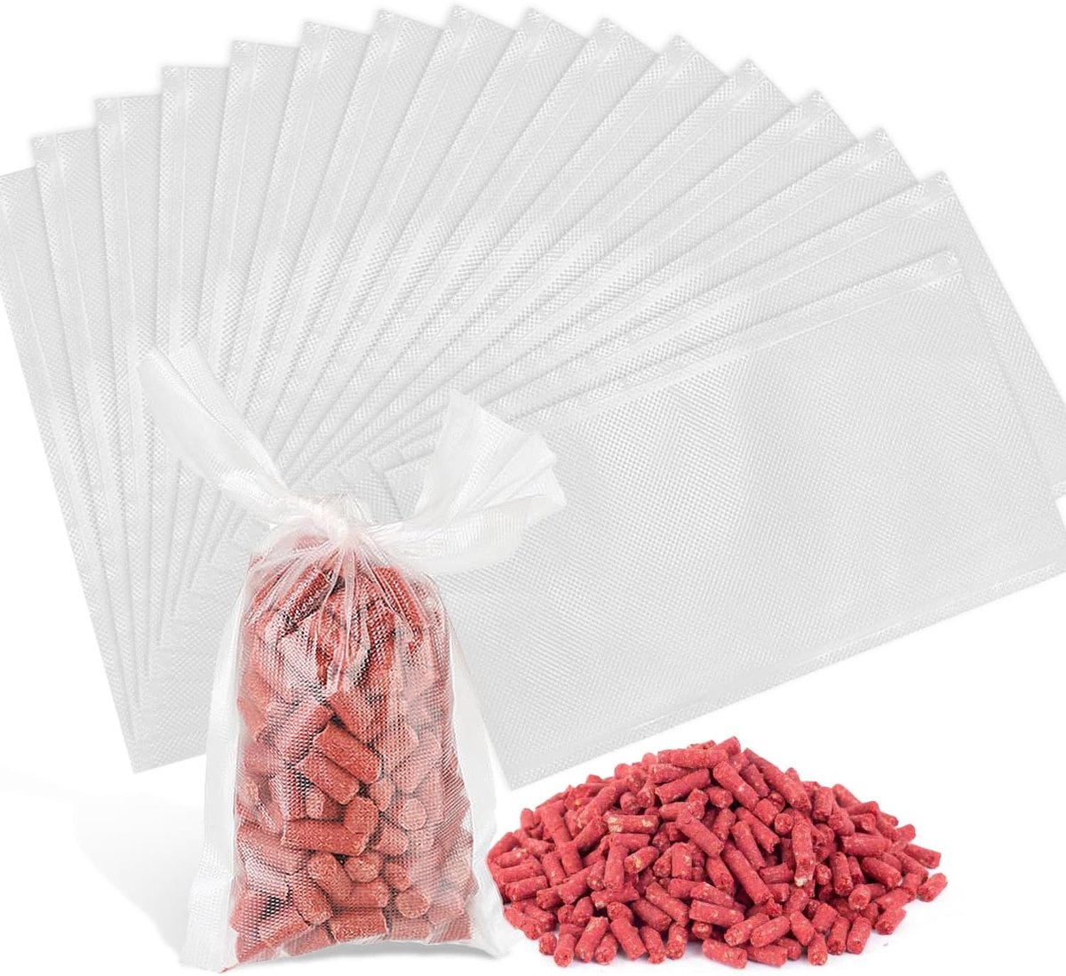 Pva Fishing Bag, 150 Pcs Pva Fishing Bag, 70 x 150 mm, Carp Accessories Bait Bag for Solving Fishing Bait, Pellet Tan - ShopVlot