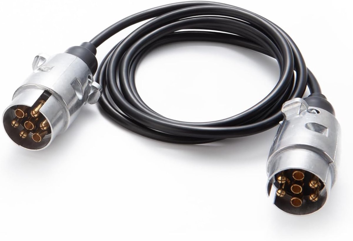 Trailer Cable, 7-Pin, 1.8 m Cable, Plug, 7-Pin, Trailer, 12 V, for Caravans, Trucks, Tractors, Car, RV, Trailer - ShopVlot