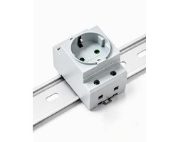 Schuko socket DIN rail 16A, 230V - SAFEMORE recessed socket with grounding for 35 mm DIN rail, IP20 - ShopVlot