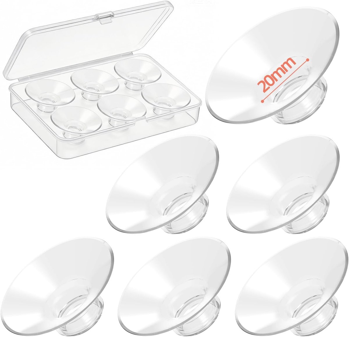 Breast Pump Flange Inserts, Pack of 6, 20mm Wide Mouth, Silicone Flange Insert for 24mm Breast Pump, Pump Inserts - ShopVlot