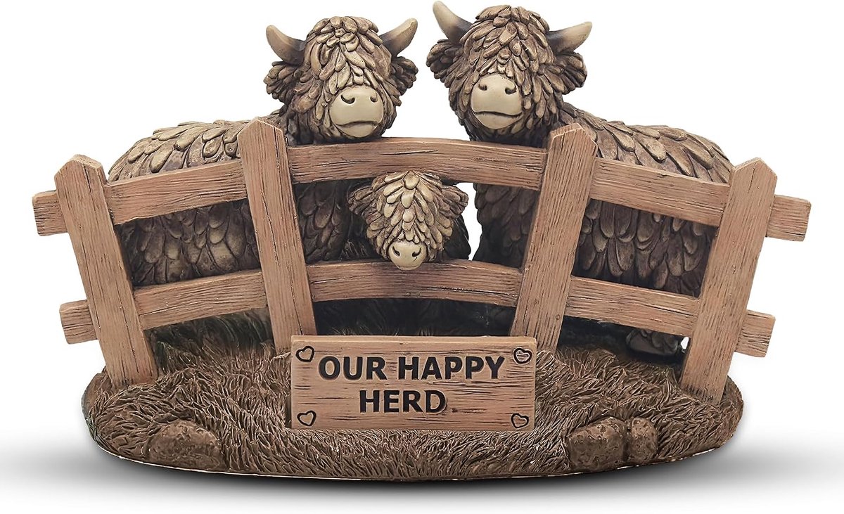 Lesser & Pavey Highland Cows Our Happy Herd Figurines Statues for Home Decoration - ShopVlot
