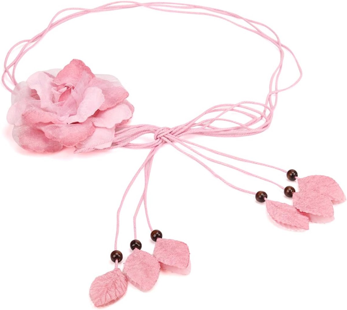 LumiSyne Women's Braided Belt Drawstring Belt Thin Flower Decoration Leaf Pendant Knotted Chain Belt for Beach Dress - ShopVlot