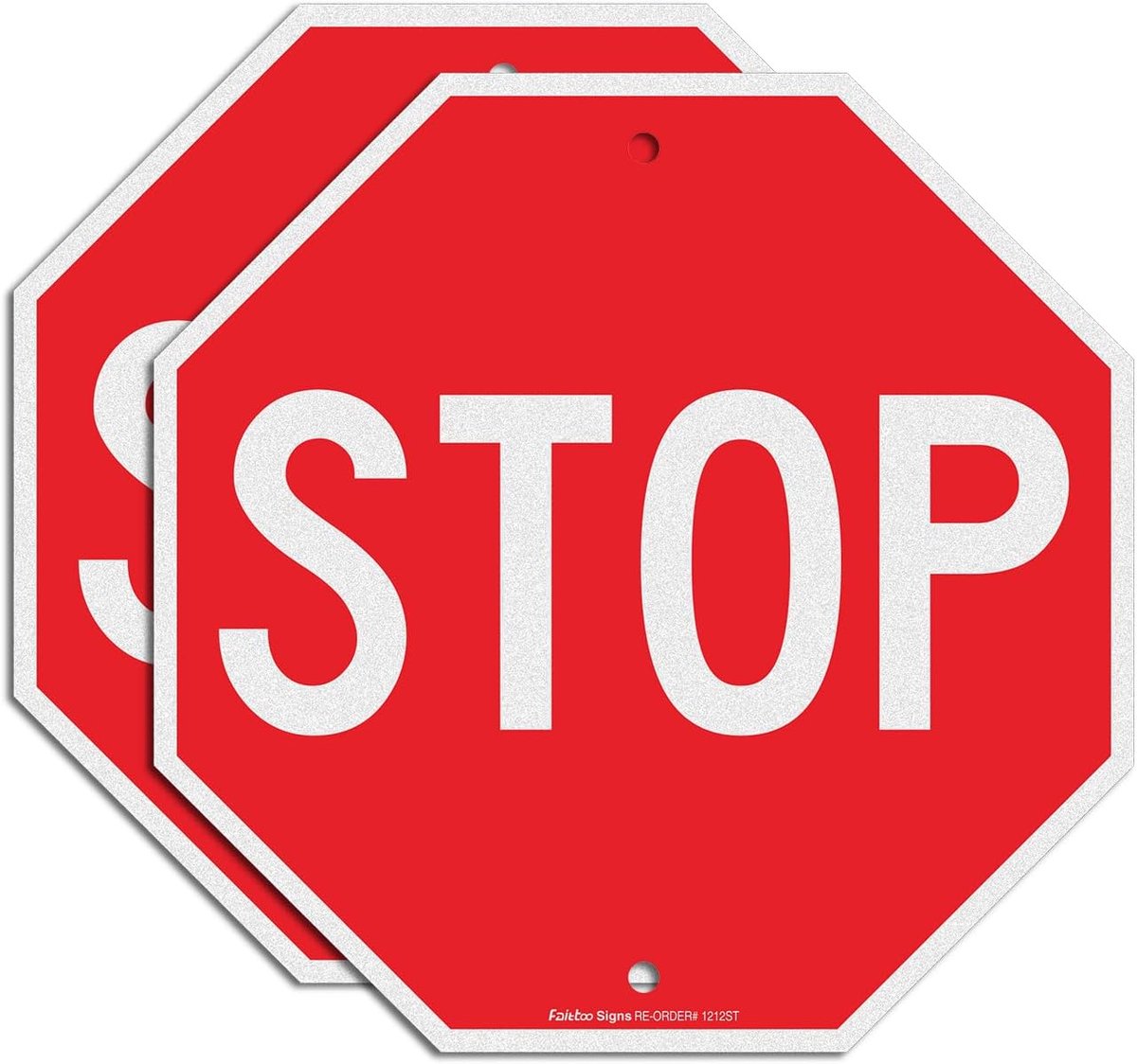 Faittoo Large stop sign street sign 30 x 30 cm, engineer class reflective film, stainless aluminium, weatherproof - ShopVlot