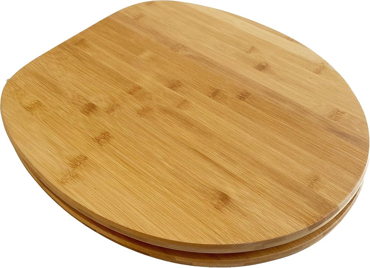 ADOB Toilet seat bamboo dark with soft-close mechanism Bamboo nature, 33323 - ShopVlot