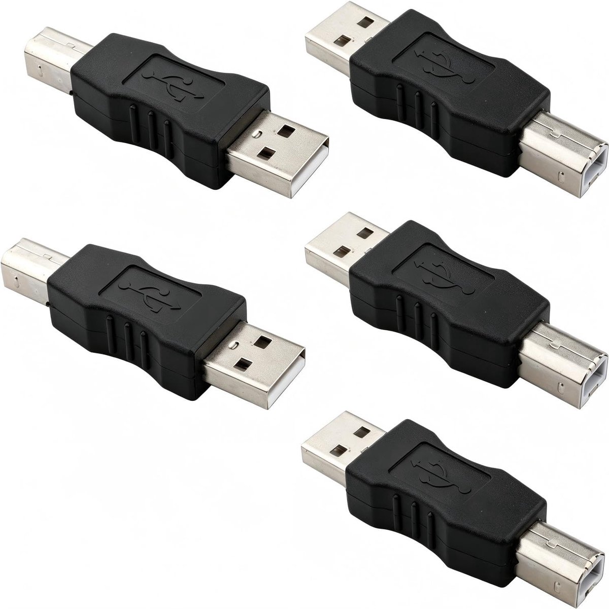 5 x USB A Plug Adapter Connector USB 2.0 Type A Plug to USB Type B Plug USB Printer Converter, USB A Converter, for - ShopVlot
