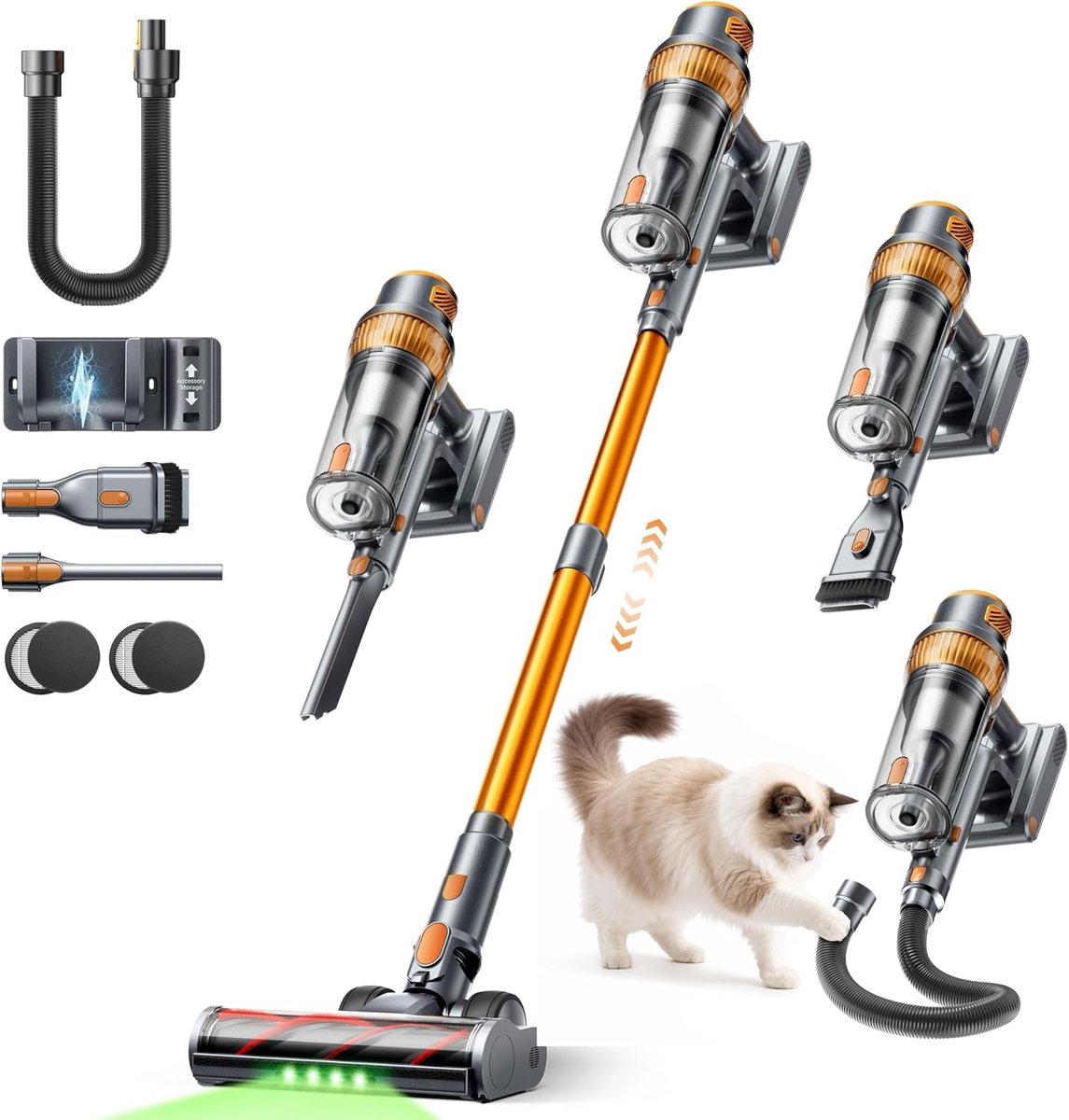 50 kPA/600 W/65 min (Eco) Cordless Vacuum Cleaner Vertical Broom, Includes 1 m Hose, Brush with Light, Automatic Mode - ShopVlot
