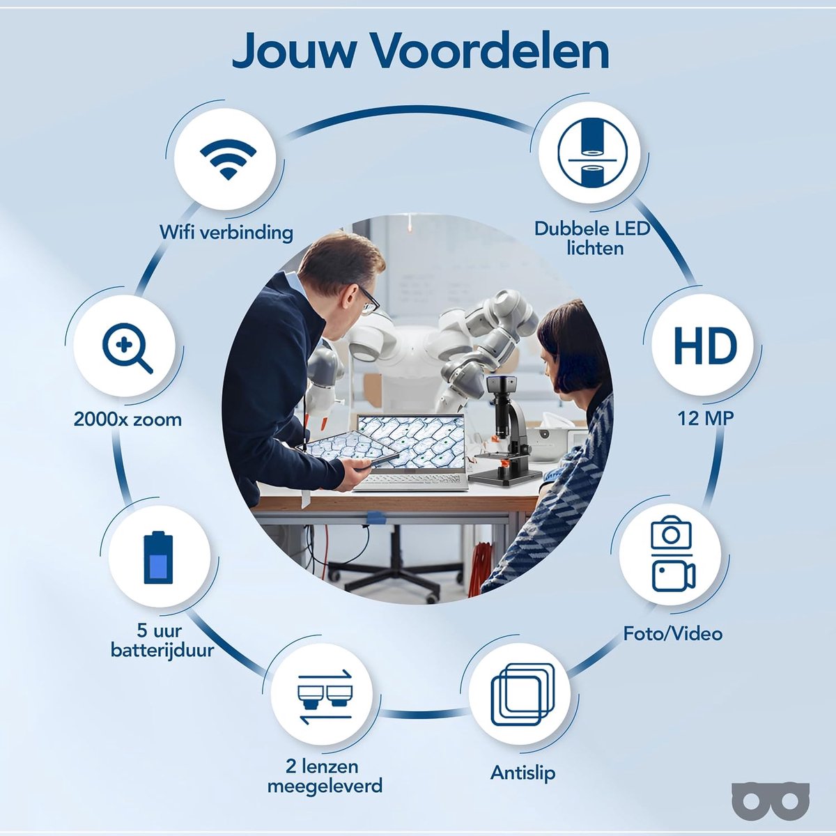 Digital Microscope - Magnification 50x-2000x - Wi-Fi & USB - Camera 5MP & 12MP - 11 LED Bulbs - Rechargeable Battery - ShopVlot
