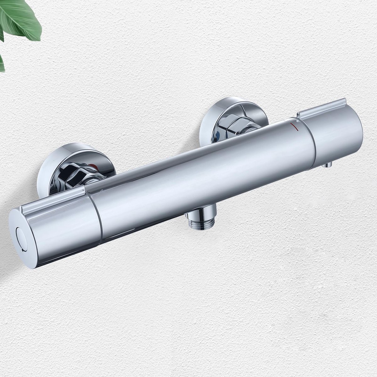 HOMELODY Douchekraan met thermostaat, opbouw, mengkraan, douche met 38 °C veiligheidsknop, chroom mengkraan, douche - ShopVlot