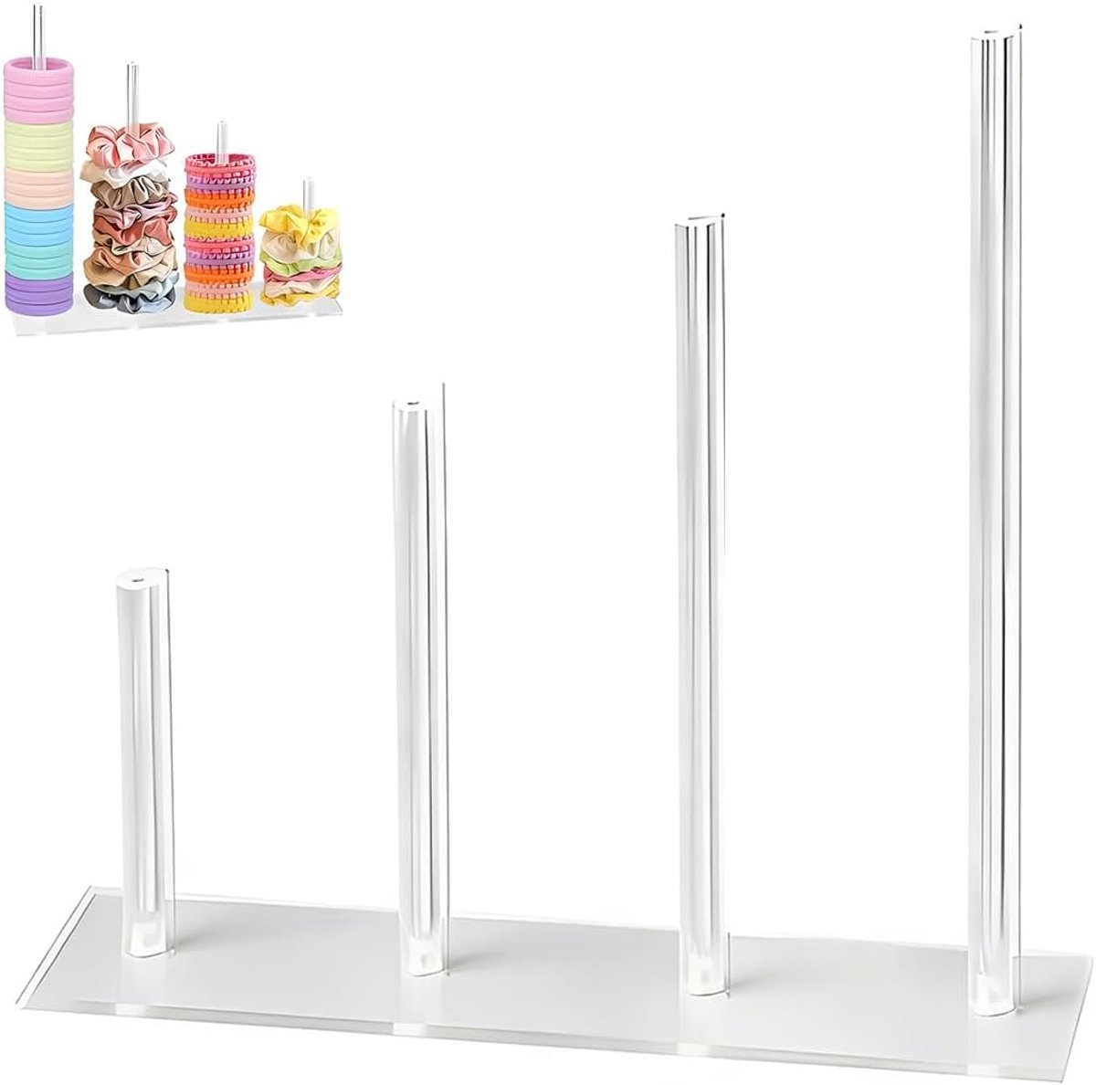 Haarelastiek-organizer van acryl, houder voor haarelastiekjes, opslag met 4 niveaus, transparante organizer voor - ShopVlot
