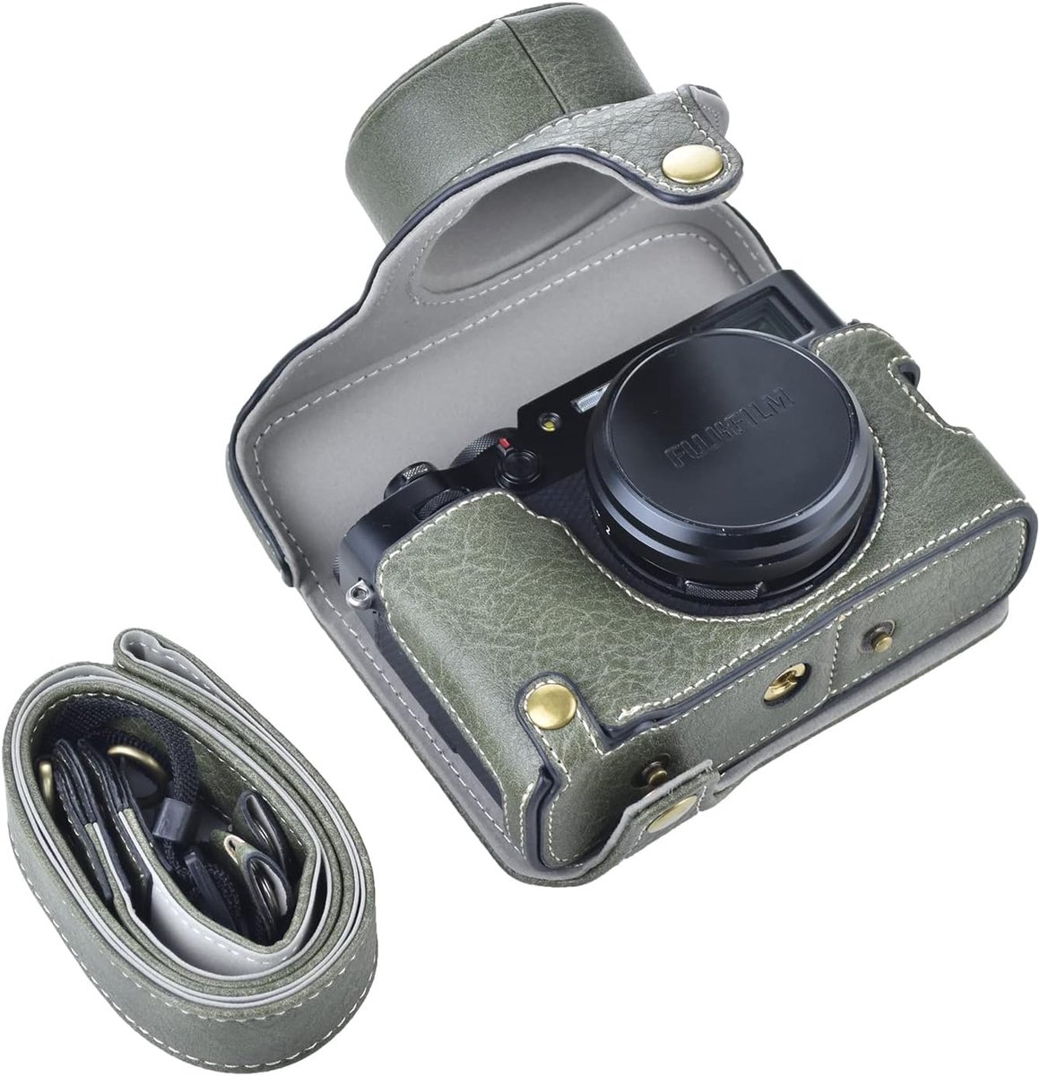 Rieibi X100V Camera Case, Vintage Leather Case for Fuji Fujifilm X100V Digital Camera, Protective Case with Strap and - ShopVlot