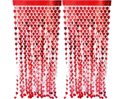 CYBERNOVA 2 Pack Fringe Curtain Backcloth, 1x2M Heart Shaped Metallic Tinsel Foil Fringe Streamers Curtains Background - ShopVlot