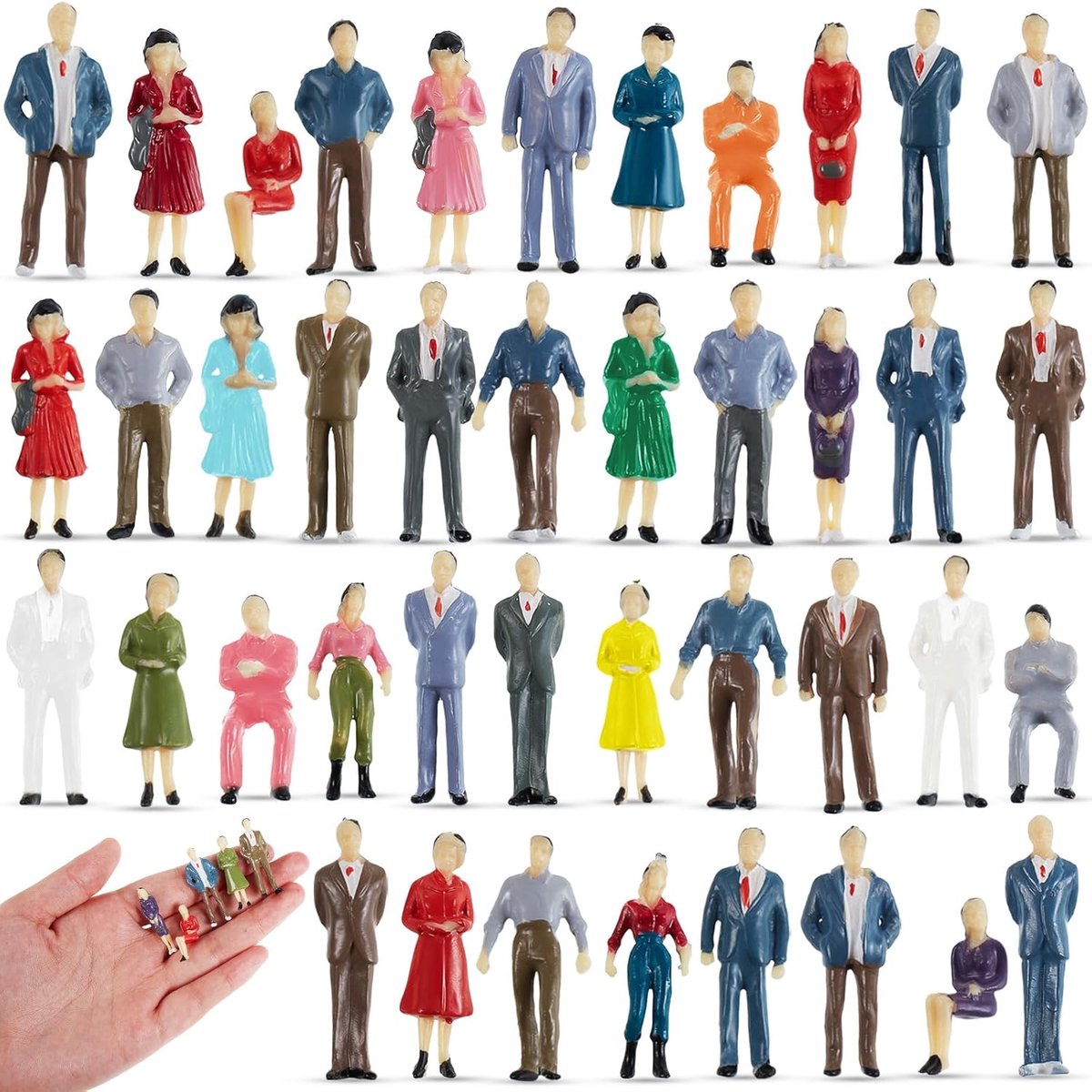 Namalu 80 Pieces Mini People Figures, 1:50, Scale-True Model, Train Painted Architectural Miniature, Plastic, Persons - ShopVlot
