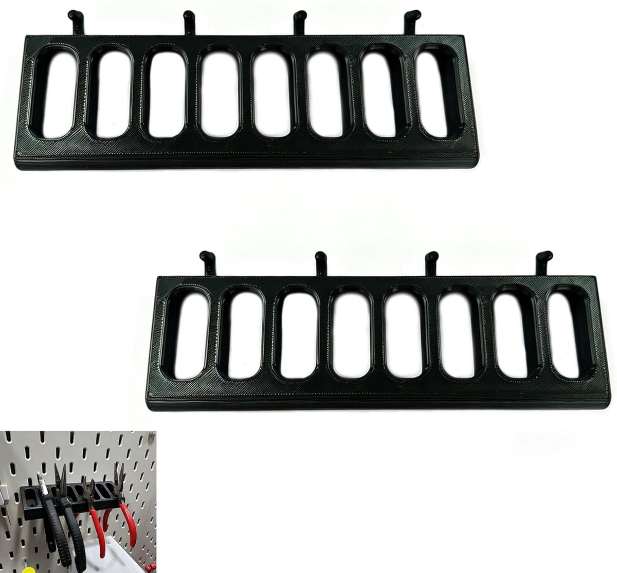 Klemhouder voor geperforeerde plaat, 2 stuks, zwart, opbergclip voor gereedschap op geperforeerde plaat, gereedschap - ShopVlot