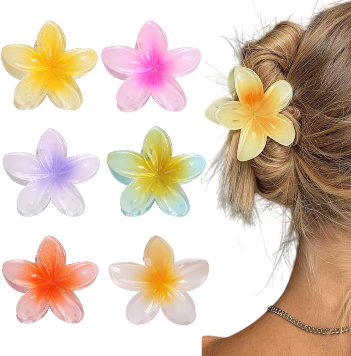 Anti Slip Hair Clip Flower 6 Pieces Flowers Hair Clip Colorful Hair Clip Flower Hawaii Hairpin Flower Hair Clip Flower - ShopVlot