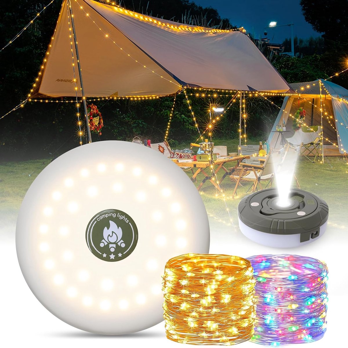 YOODI Fairy Lights Portable Waterproof Outdoor 10 m Outdoor Fairy Lights with 3 Lighting Modes USB Rechargeable - ShopVlot