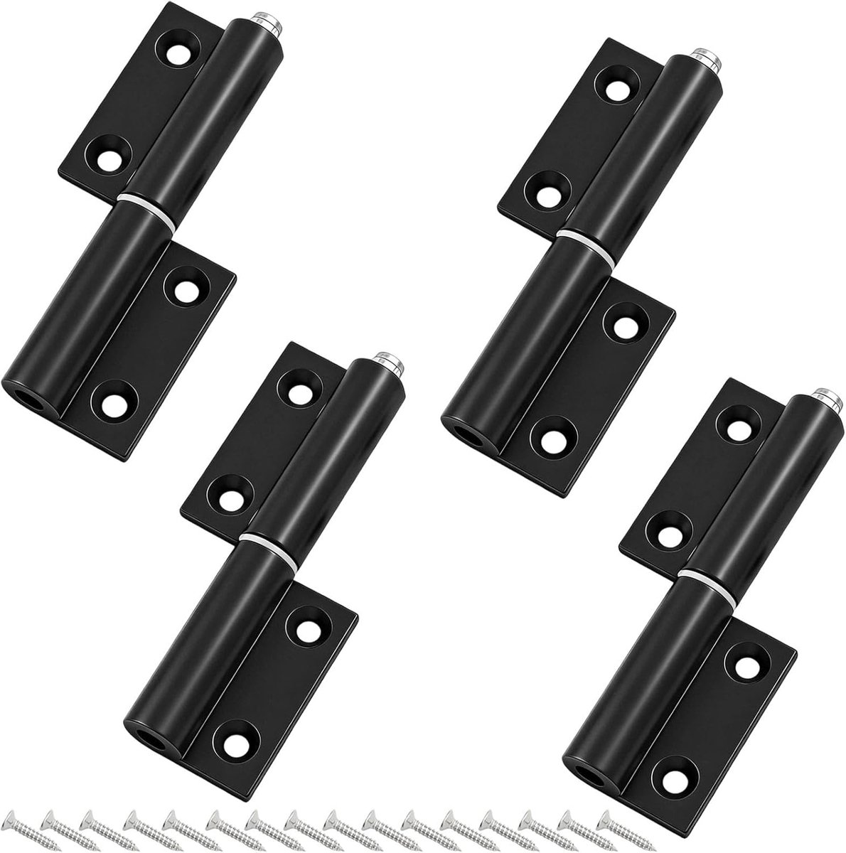 4 paar deurscharnieren, metalen deurbanden voor houten deuren, zwarte raamscharnieren, met montageaccessoires, voor - ShopVlot