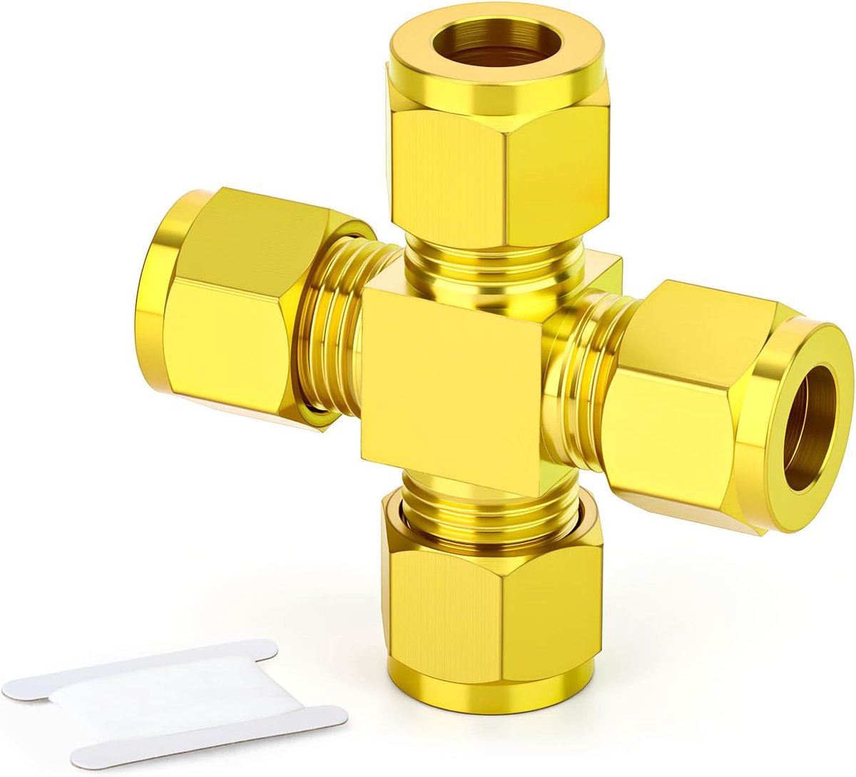 Messing compressiekoppeling, 10 mm buis OD-verbindingsstuk, 4-weg pijpkoppeling brandstof gas water lucht - ShopVlot