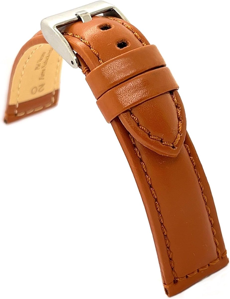 diloy Smooth Sporty Cowhide Leather Strap with Tongue Seam for Watches, Size 14 mm, 16 mm, 18 mm, 20 mm, 22 mm, 24 mm - ShopVlot