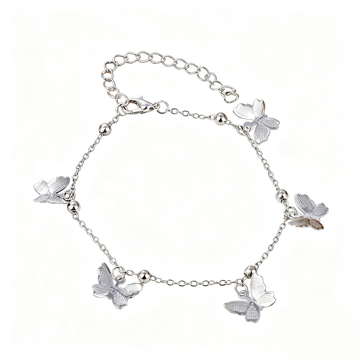 Eenvoudige Boho Vlinder Enkelband – Metaal – Dames Strand Sieraden – Verstelbaar – Zilverkleurig