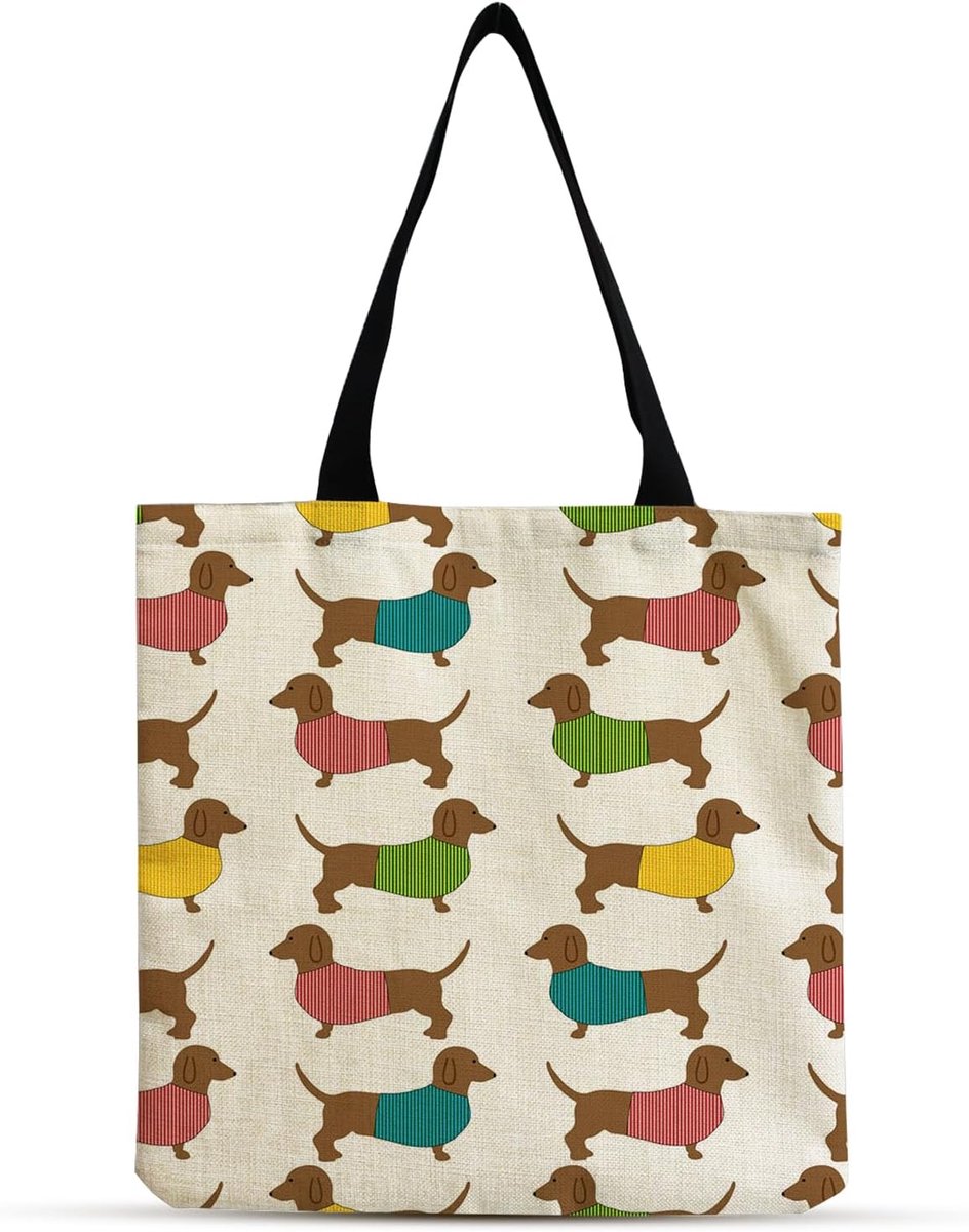 Dachshund Gifts, Canvas Tote Bags for Women, Jute Bag, Reusable Shopping Bag, Dachshund Gifts for Animal Lovers - ShopVlot
