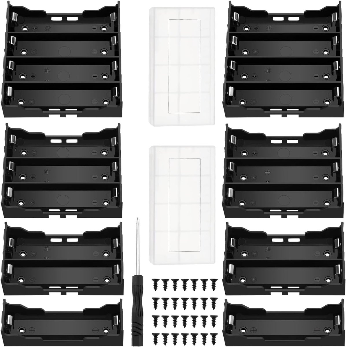 8 Pieces 18650 Battery Holders Sets, KUOQIY 1/2/3/4 x 3.7V 18650 Battery Storage Box with Pin, with 2 Pieces Plastic - ShopVlot