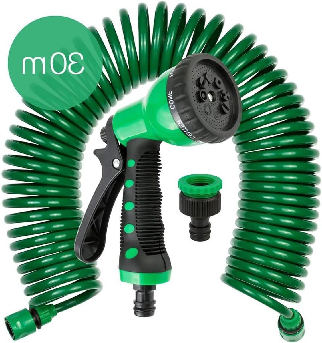 Spiraal Tuinslang - Flexibele Slang - Tuin Water Geven - Automatisch oprollend - 30 meter - Groen