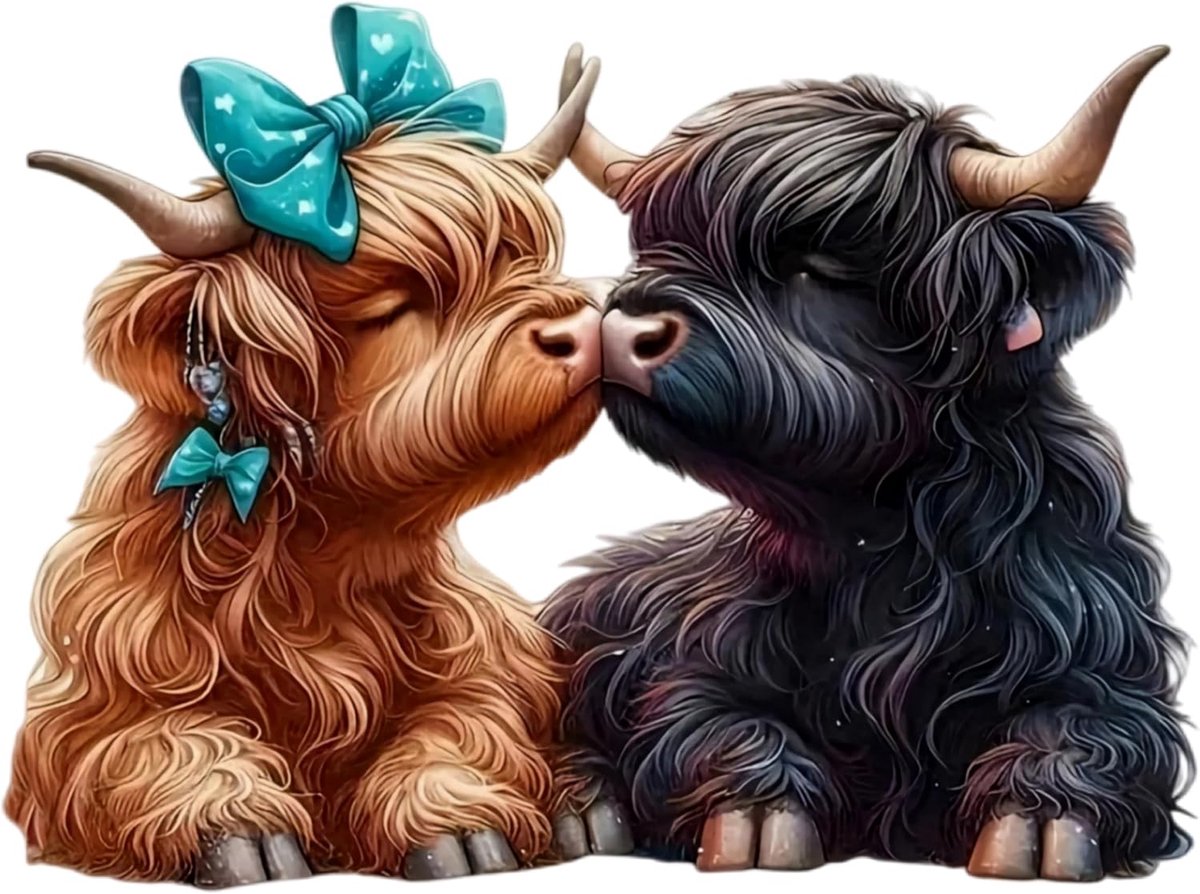 Highland Cow autostickers 14,5 cm waterdichte vinyl sticker - schattige paar glanzende bumperstickers, duurzame - ShopVlot