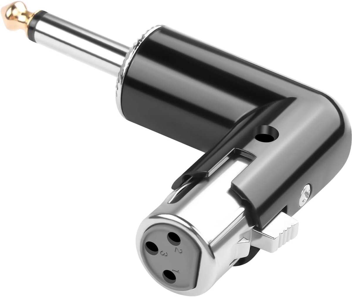 QIANRENON Adjustable 90° angle XLR jack to 1/4 TS plug microphone adapter 3 pin XLR to TS 6.35mm mono asymmetric right - ShopVlot