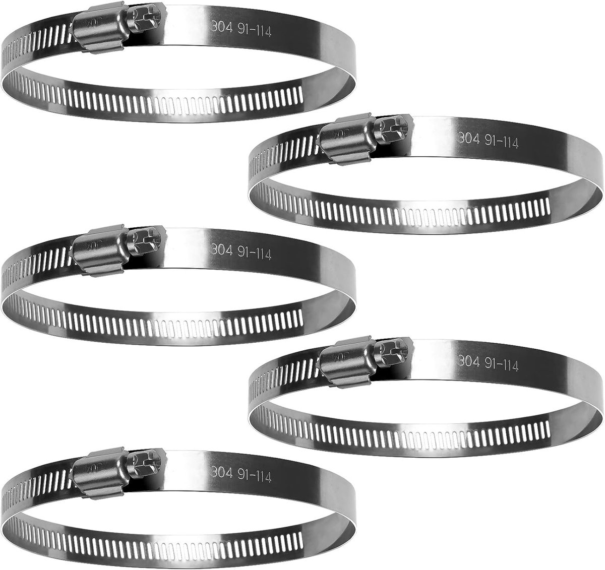 Set of 5 hose clamps, 91-114 mm, adjustable tube clamps for fixing hoses and pipes - ShopVlot