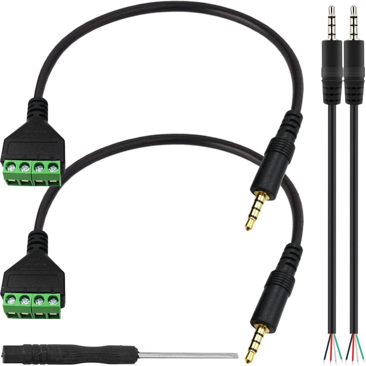 3.5mm Speaker Wire Adapter, 1/8" 4 Pole Stereo TRRS Male Jack to AV 4 Screw Terminal Block Balun Connector Cable - ShopVlot