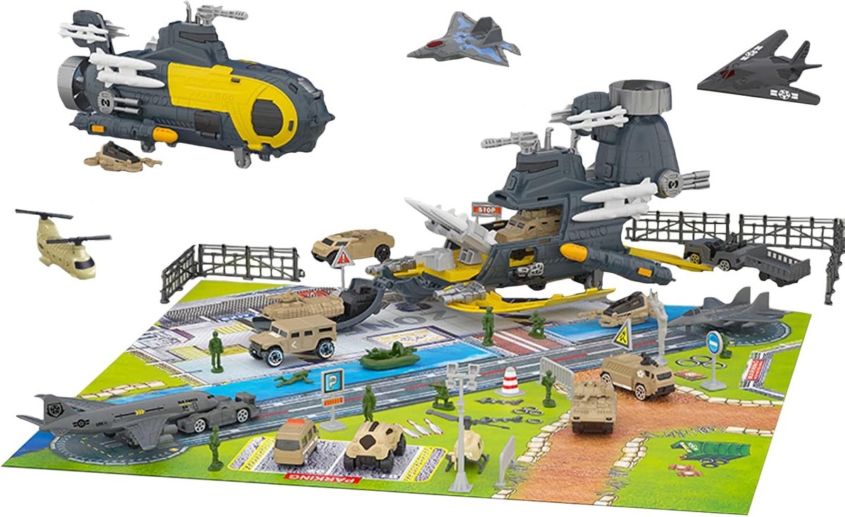 Model ship, aircraft carrier, aircraft carrier, U-boat model, deformable, includes 18 transport modes with traffic - ShopVlot