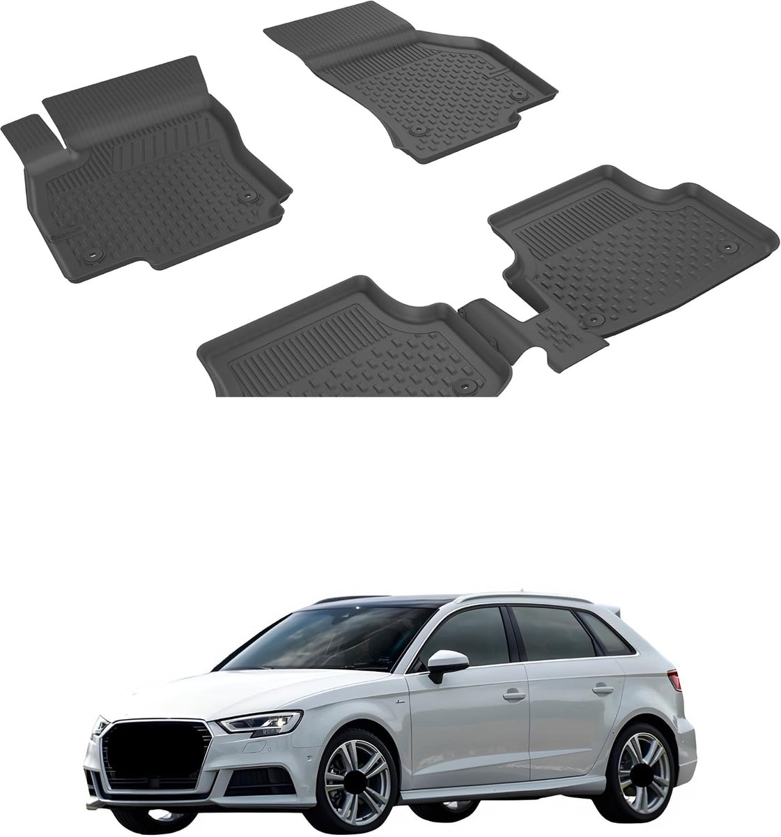 Sahler Automatten voor Audi A3 2013-2020, precies passende vloerbedekking voor auto's, automatten, zwart - ShopVlot