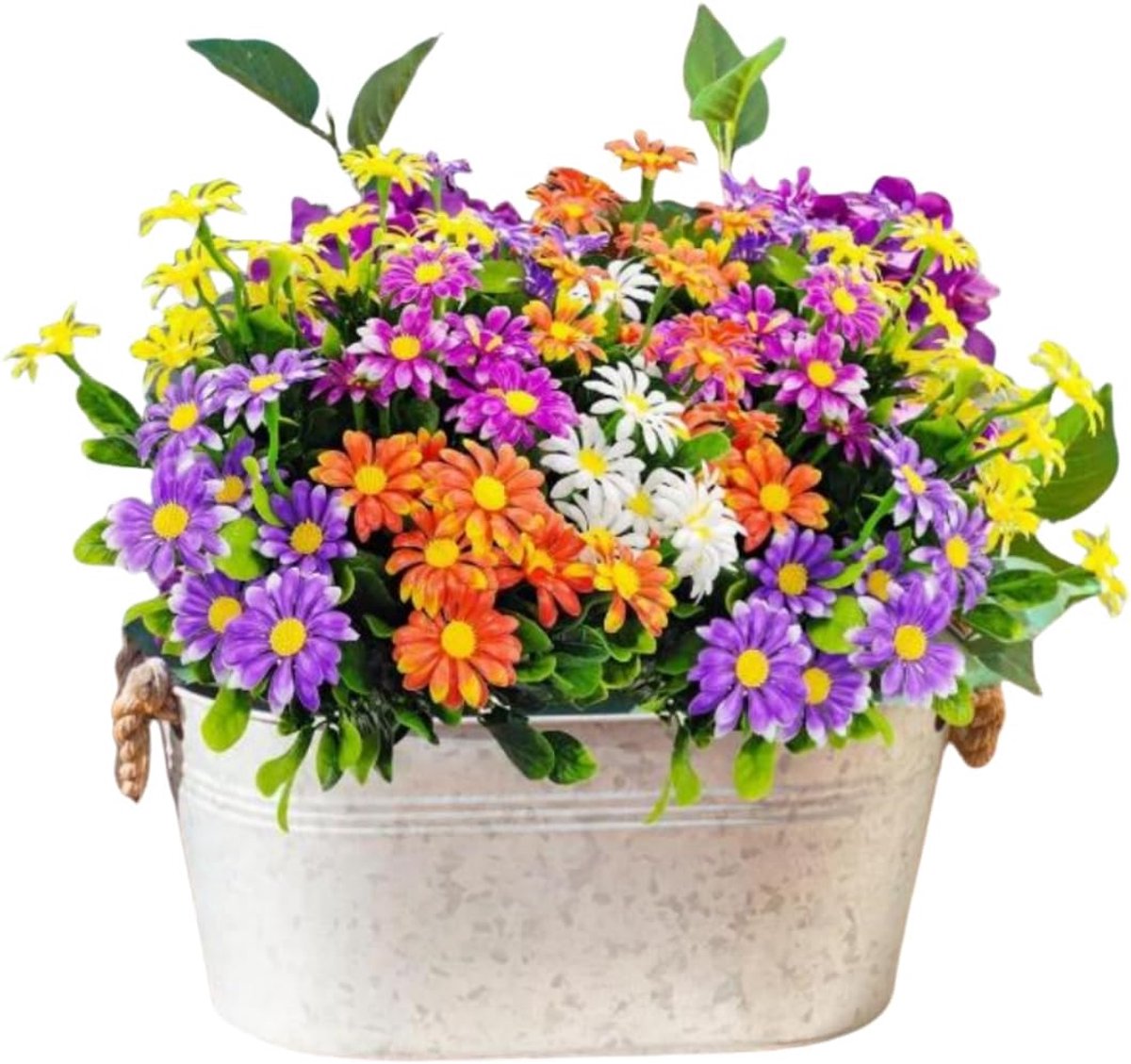 Artificial Silk Daisies, 10 Bundles Silk Daisy, Outdoor Plastic Flowers, UV Resistant Fake Daisy, Fake Wildflowers - ShopVlot