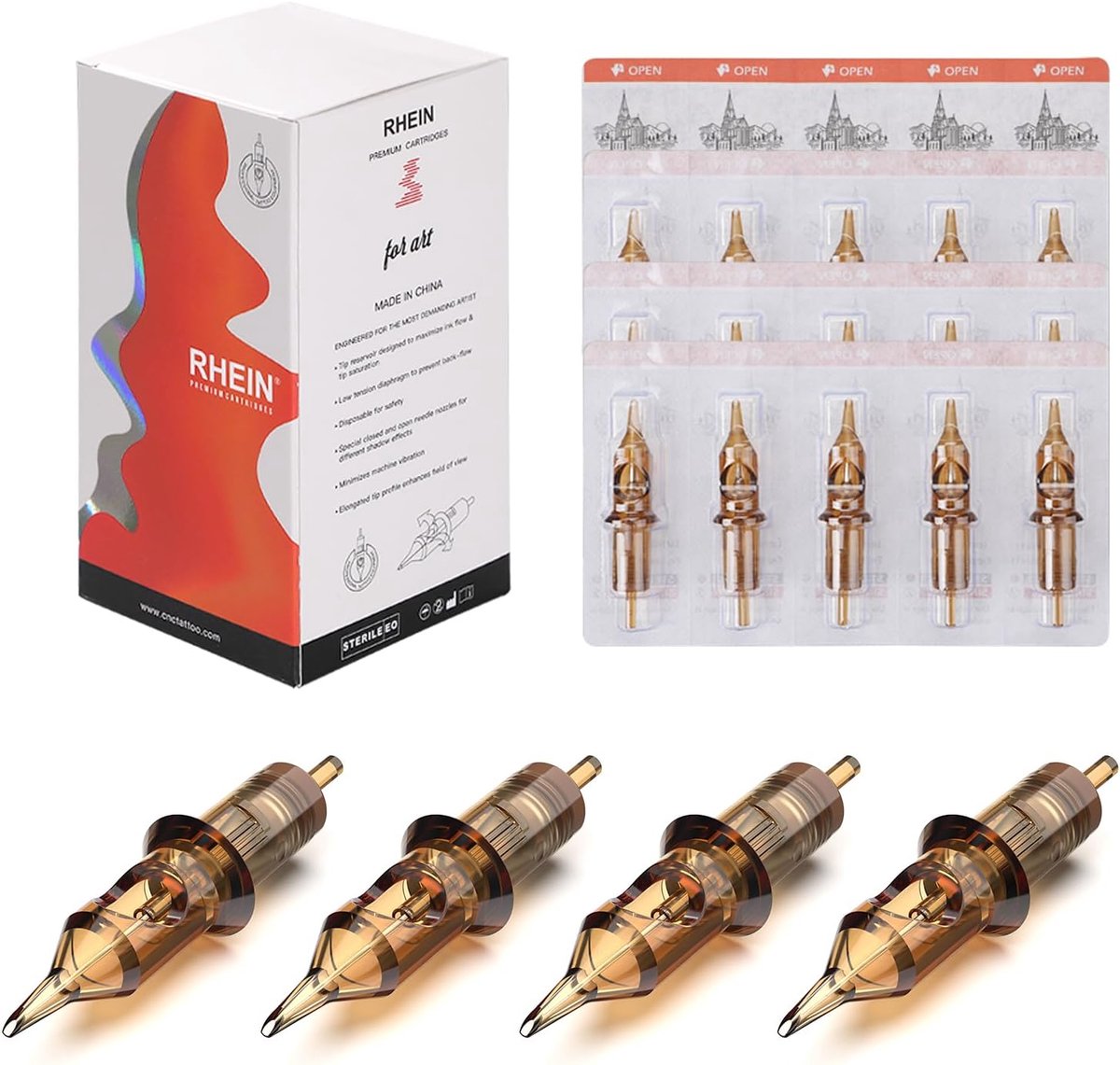 HAWINK Tattoo Cartridges Needles 50 Pieces Tattoo Needles Set Mix #10 Bugpin 1RL 3RL 5RL 7RL 9RL, Professional Tattoo - ShopVlot