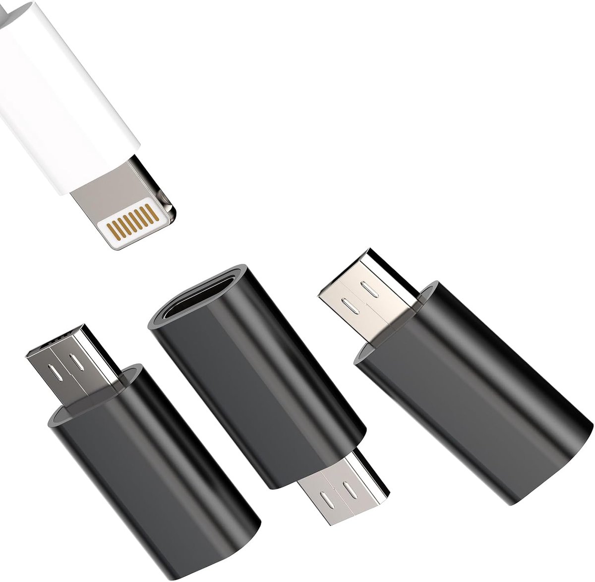 Lightning Vrouwelijk naar Micro USB Mannelijk Adapter (3pack) Android Power Charge Kabel Port Converter Compatibel Met - ShopVlot