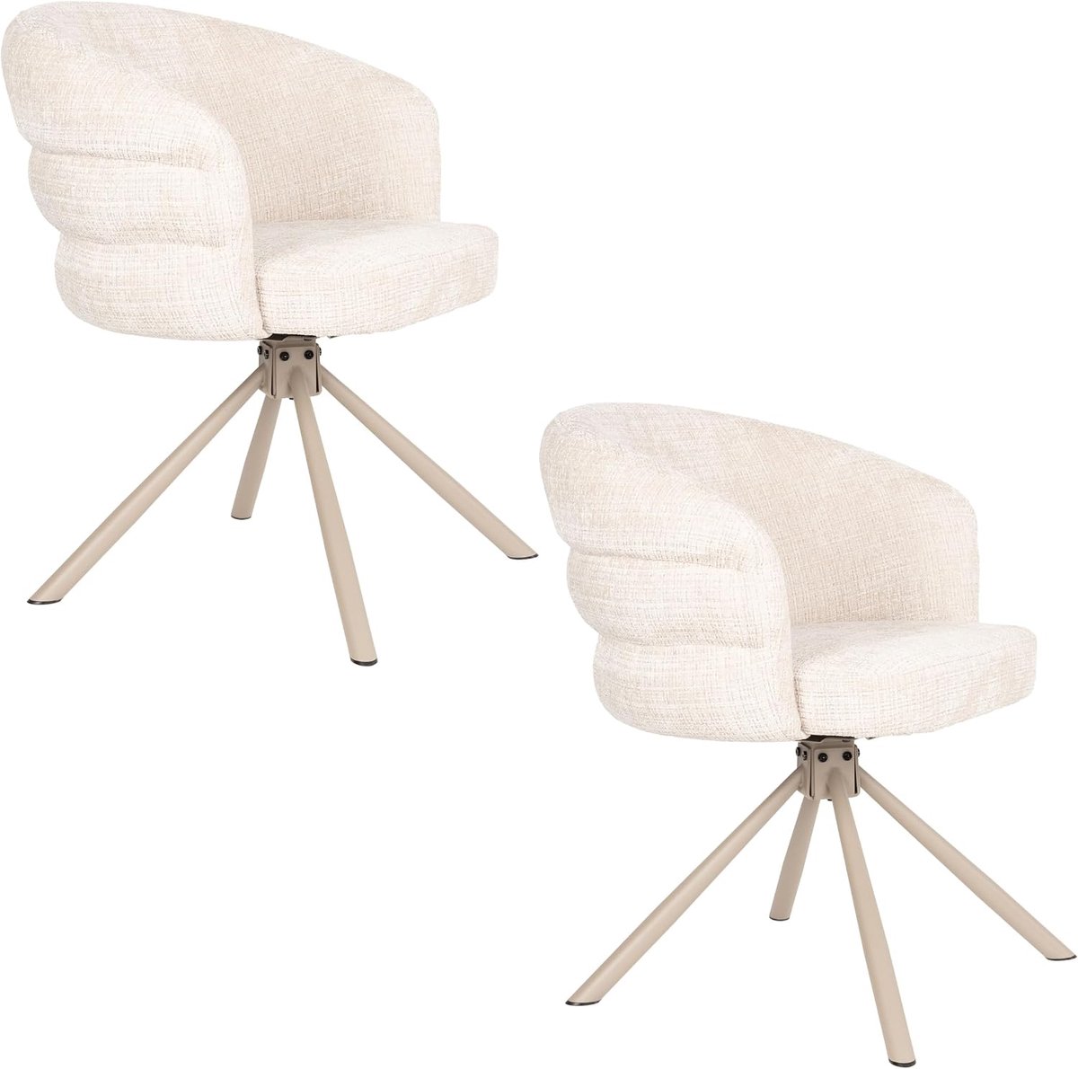Marjolein Eetkamerstoelen Armleuning Beige - Set van 2 - ShopVlot