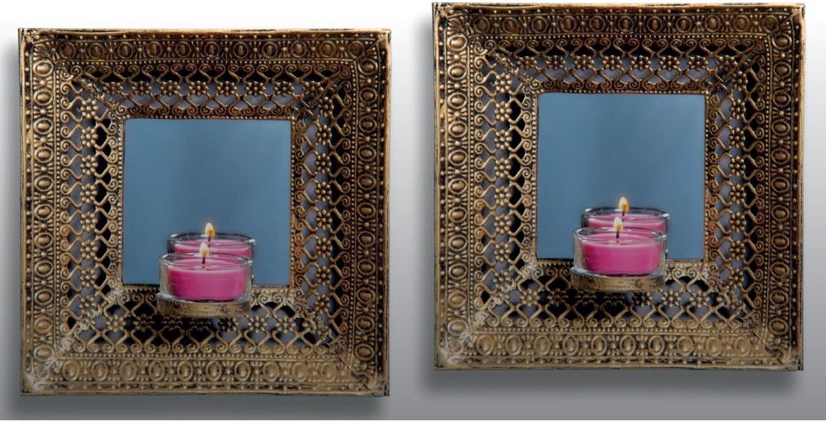 Set of 2 wall candle holders with mirror - ShopVlot