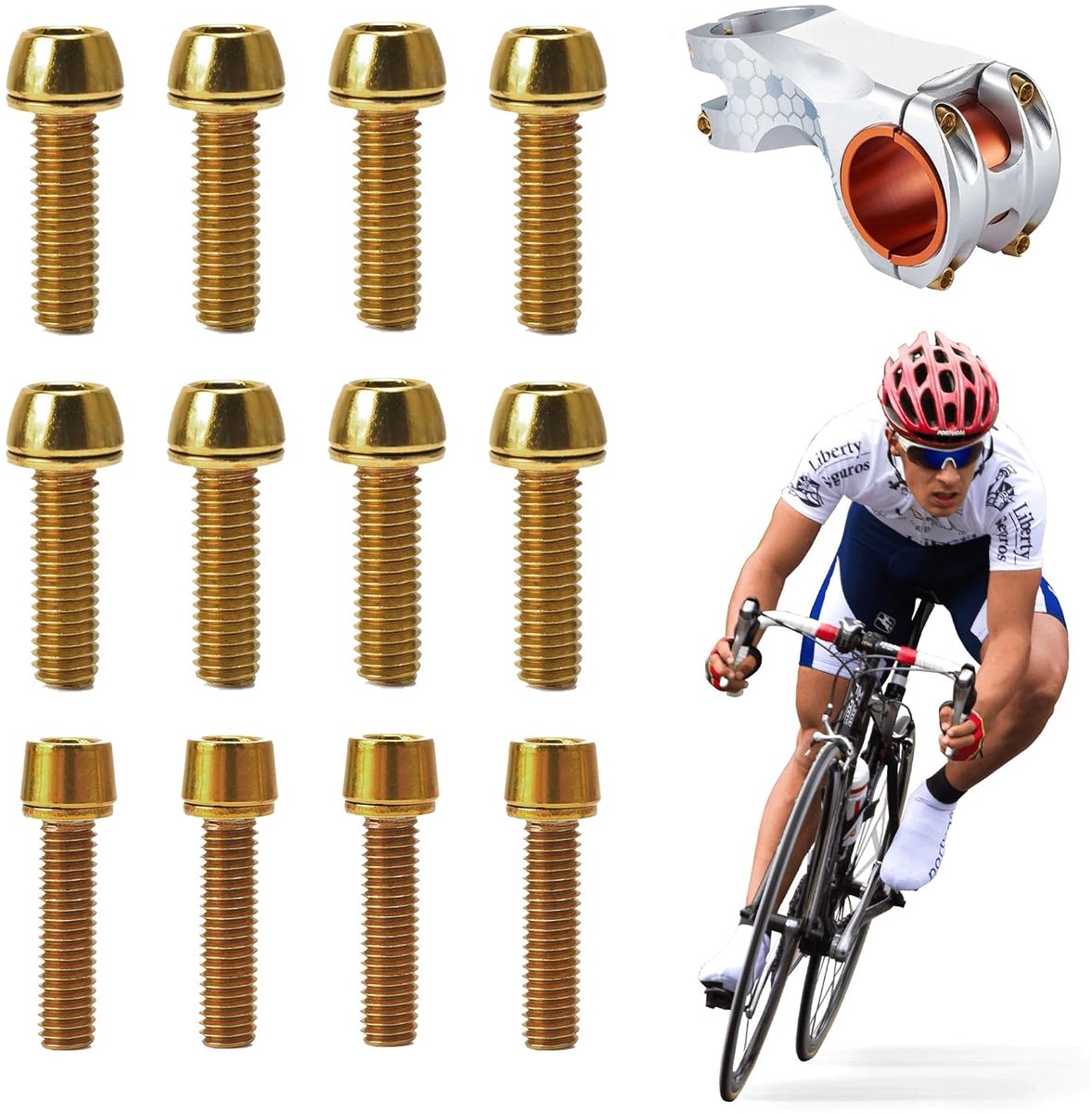 12PCS Bicycle Shaft Screws Bicycle Cone Screws Bicycle Steering Screws Cone Head Screws Set for Road Bike Aluminum - ShopVlot