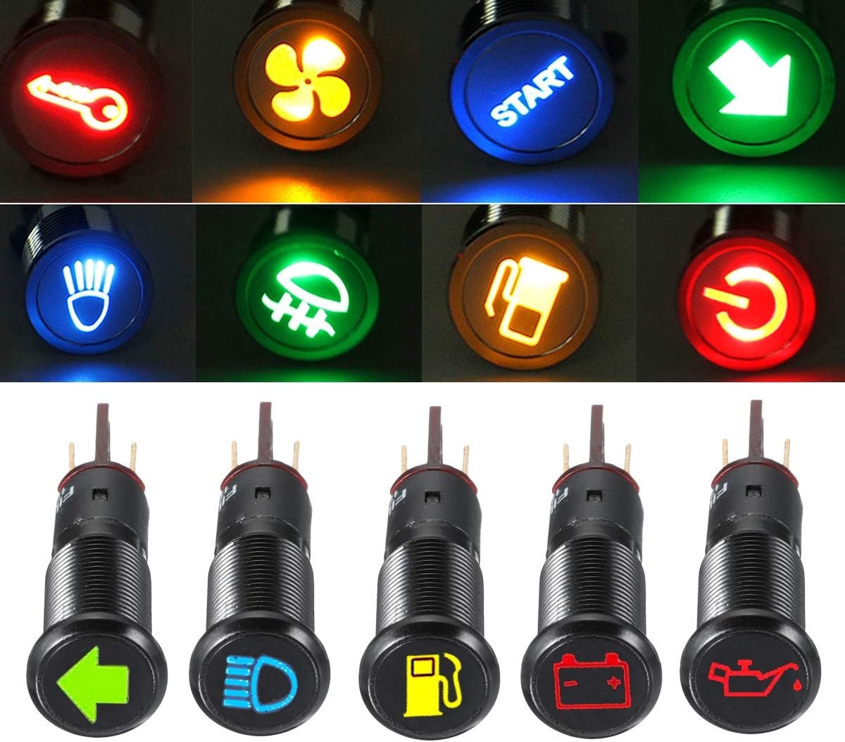 SnelShoppen - 12/24/36 V 12 mm LED Waarschuwingslamp voor Dashboard Weergave - Auto Waarschuwingslichten - Universele LED Lamp