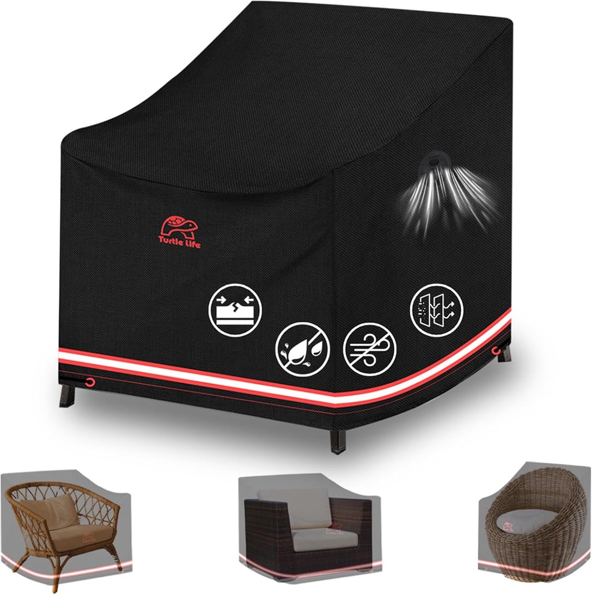 Turtle Life Garden Chair Covers, Single Seat Covers Patio Waterproof Windproof Outdoor Covers Durable Garden Chair - ShopVlot
