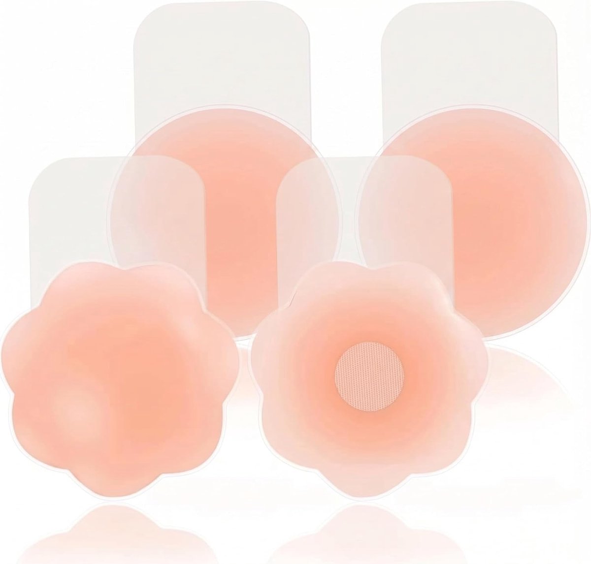 2 Pair Invisible Self Adhesive Push-up Bra, Round & Petal Shape, Silicone Strapless Bra, Reusable & Washable, Ideal - ShopVlot