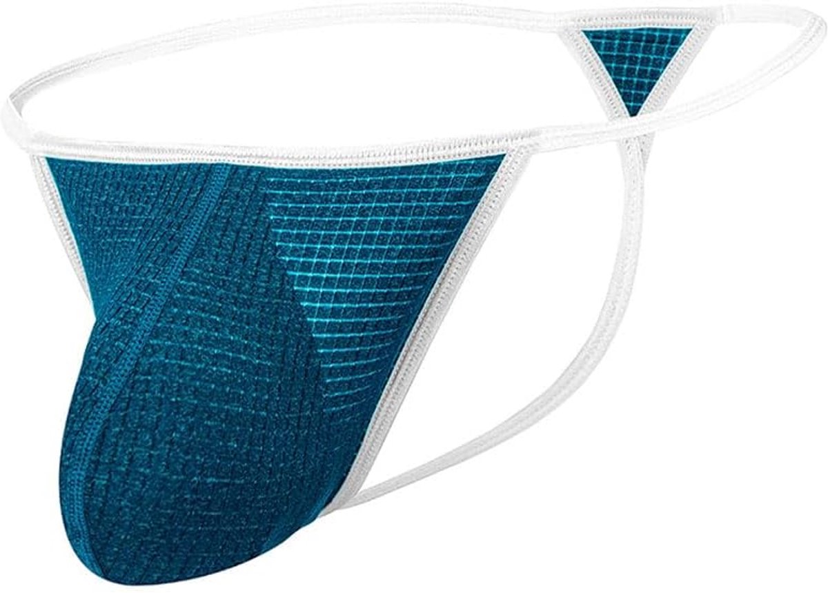 Men's Sexy Bulge Enhancing Thong G-String Low Rise Big Ball Pouch Tagless Smooth T-Back Underwear, 1 x Blue, XL, 1 x - ShopVlot