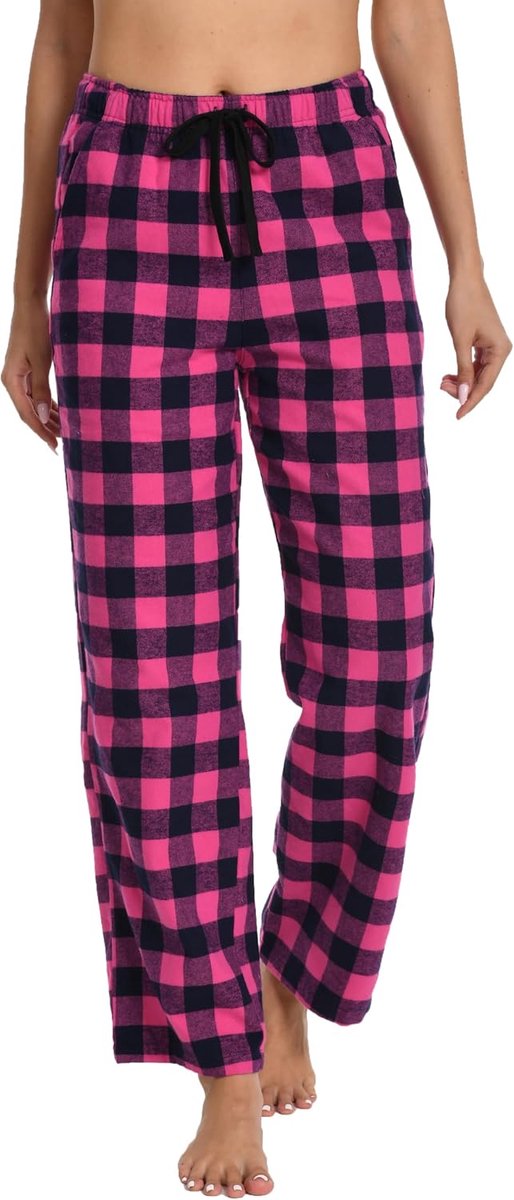 Nutria Women's Flannel Pajama Pants Checked Cotton Soft Brushed PJ Bottoms Warm Lounge Sleep Winter Sleepwear with - ShopVlot