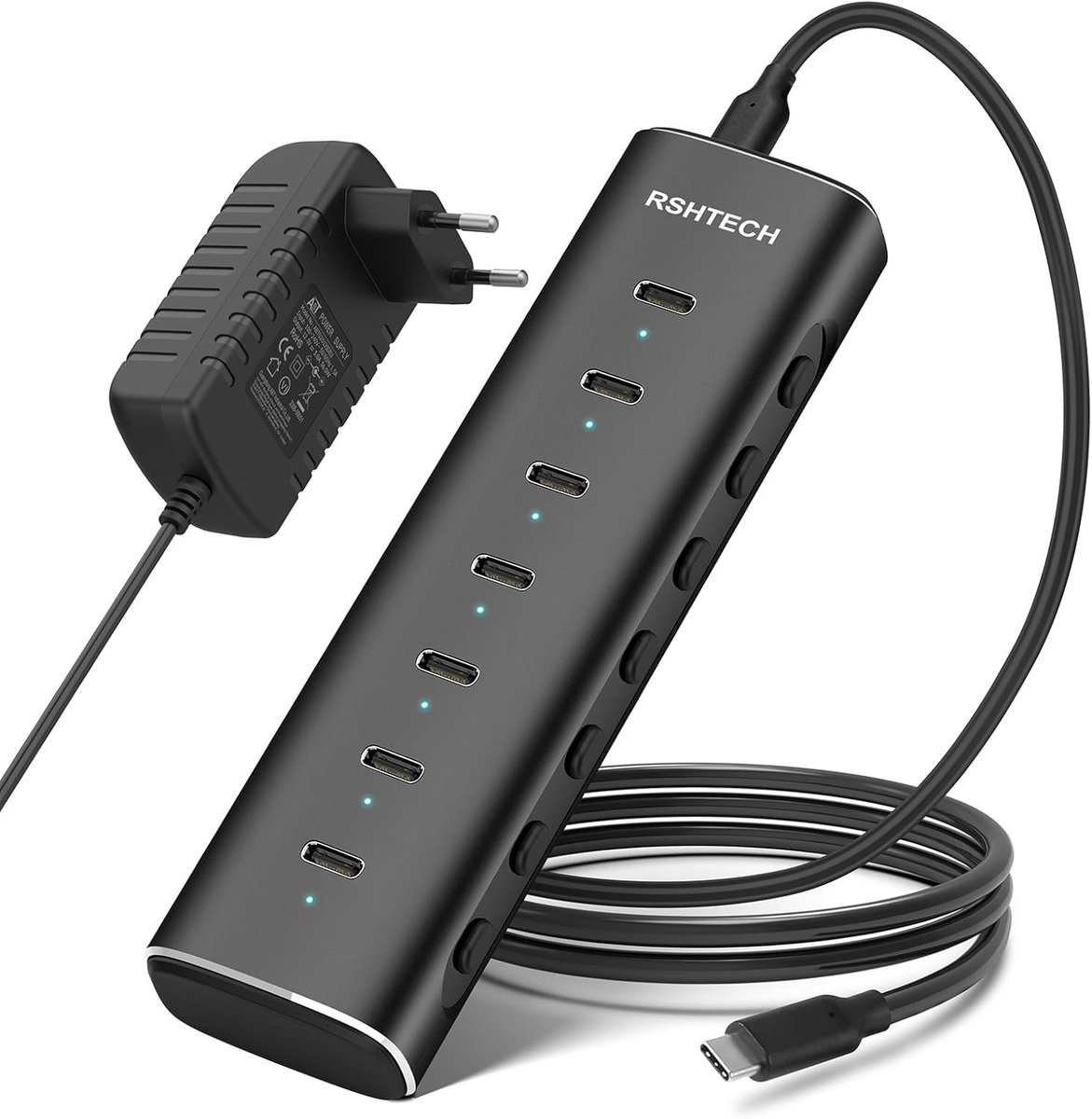 RSHTECH All 7 connections are USB-C Hub 3.2 with power supply - active divider 3.1 - ShopVlot